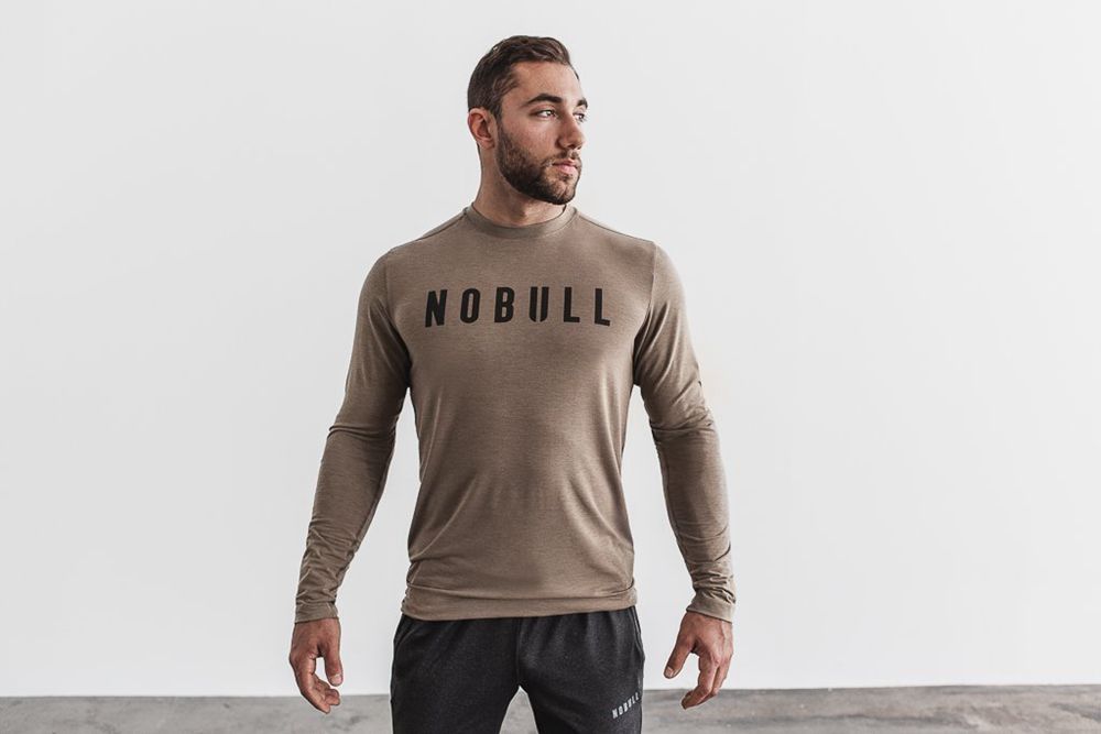 NOBULL Men's Long Sleeve Tee - Fallen Rock - Ireland (8932KVSMQ)